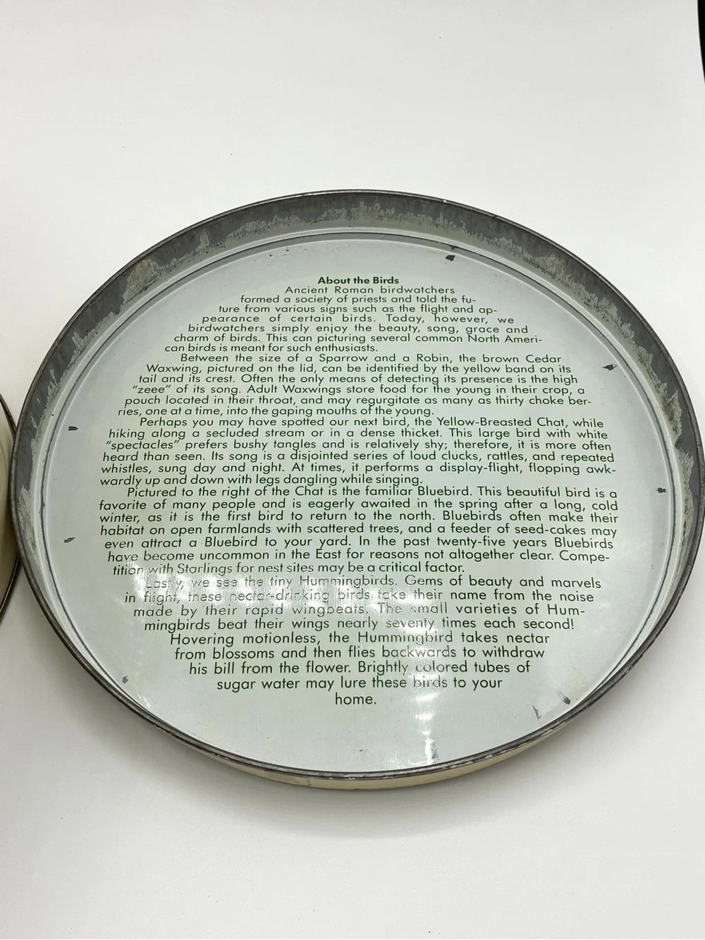 Vintage Tom Sturgis Bird Tin Round Metal Storage Box Cottagecore